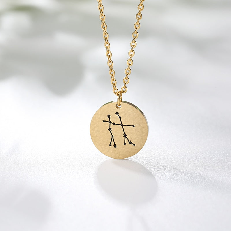 Twelve Constellations Charms Necklace Leo Aries Taurus Gemini Cancer Virgo Libra Scorpio Sagittarius Capricorn Aquarius Pisces