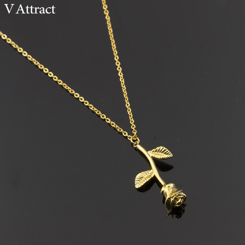 V Attract Bijoux Femme Collier Pink Gold Rose Flower Statement Necklace Women Maxi Choker Boho Jewelry Graduation Gift Kolye