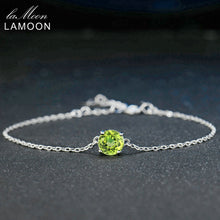 Load image into Gallery viewer, 7mm Natural Round Cut Peridot 925 Sterling Silver Jewelry  Chain Charm Bracelet
