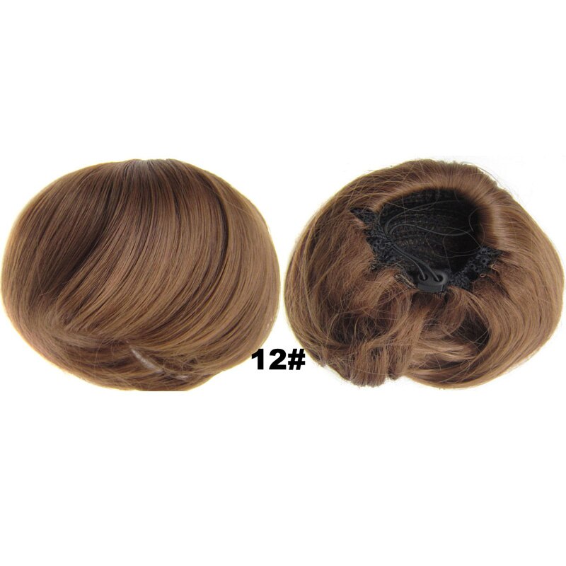 Audrey Hepburn Traci K Beauty Synthetic Straight Hair Bun Donut Drawstring Chignon Clip on Cover Updos Women's Hairpiece