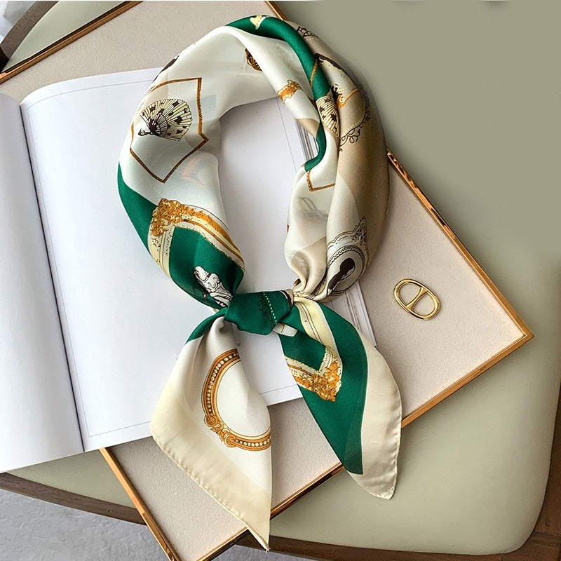 70*70cm Fashion Silk Satin Hair Scarf Women Handkerchief Printed Female Square Head Bandana Small Neck muffler hijab lady gir