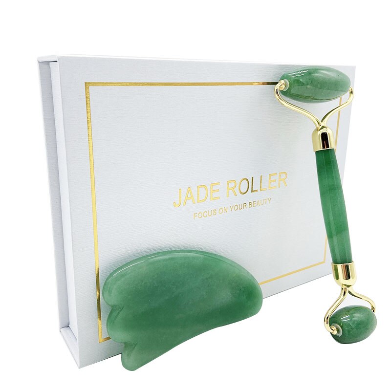 Traci K Beauty Jade Roller Facial Face Jade Massage Roller Rose Quartz Scraper Jade Massager Tools Slimming Face Natural Wrinkle Removal