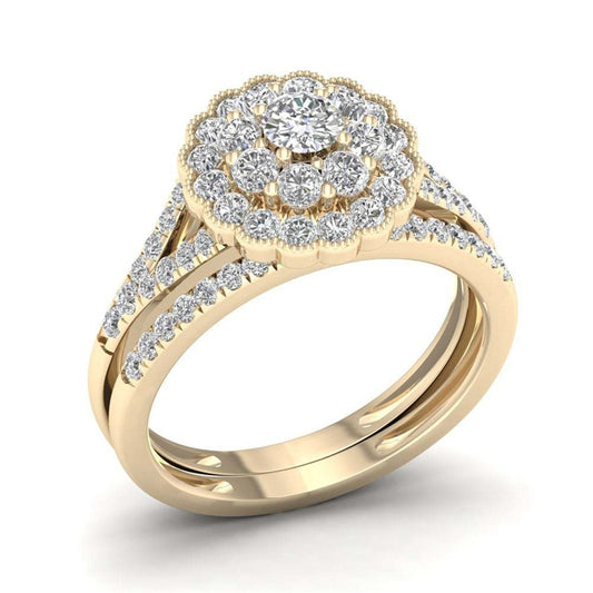 Natural White 2.5 Carats Diamond Jewelry 14K Gold Ring for Women Vintage Flower Shape Bizuteria Gemstone Wedding Anillos De Ring