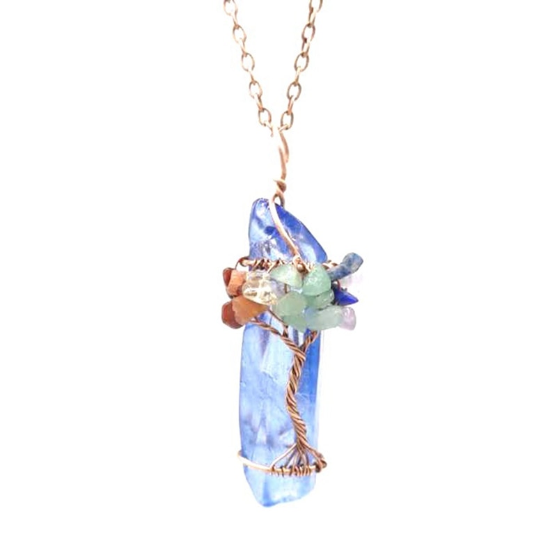 Fashion Hexagonal Column Quartz Necklaces Pendants Vintage Natural Stone Bullet White Crystal Energy Necklace