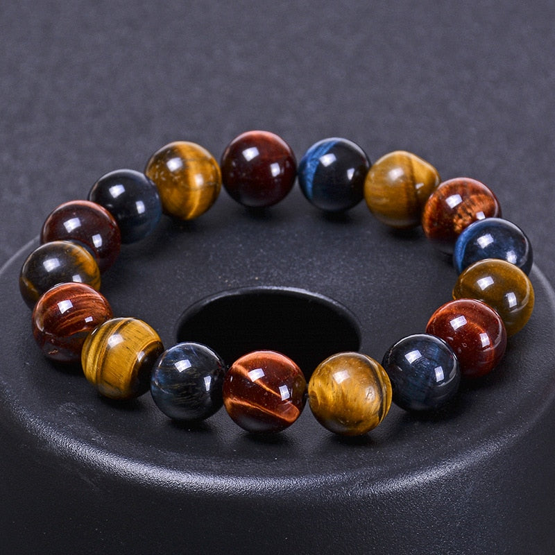 Fashion Colorful Tiger Eyes Beads Bracelet 10mm 12mm 14mm Men Charm Natural Stone Braclet for Man Handmade Jewelry Gifts