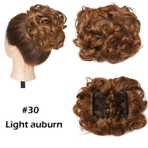 LARGE Comb Clip In Curly Hair Extension Synthetic Hair Pieces Chignon Women Updo Cover Hairpiece Extension Hair Bun