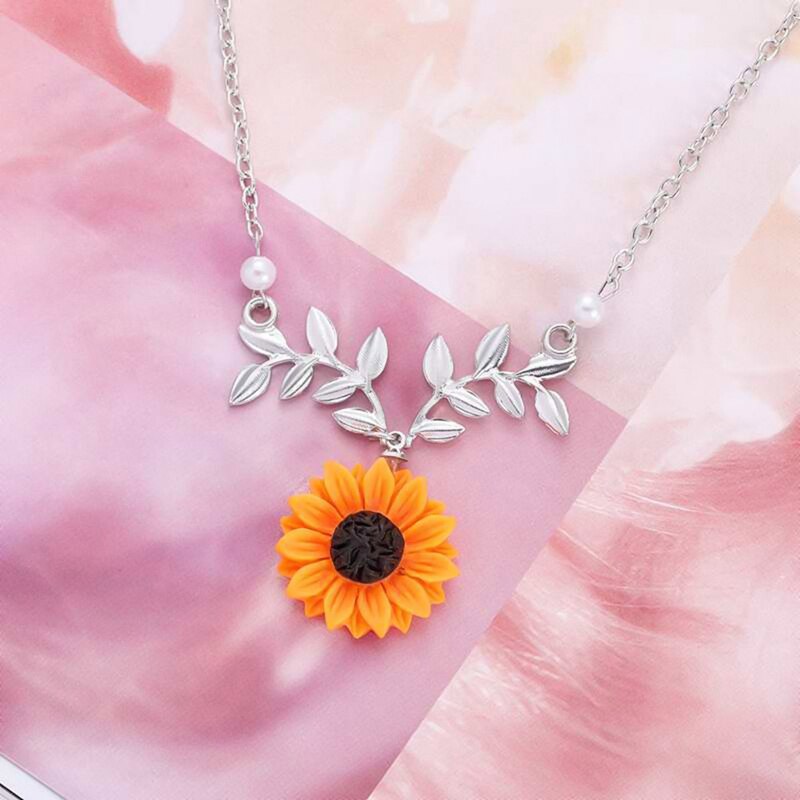 Sunflower Pendant Alloy Necklace For Women Creative Imitation Pearl Jewelry 🌻 UKraine support buying this product