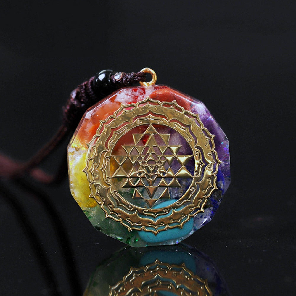 Orgonite Pendant. Sri Yantra Necklace Sacred Geometry Chakra Energy Necklace Meditation Jewelry