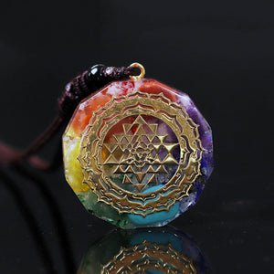 Orgonite Pendant. Sri Yantra Necklace Sacred Geometry Chakra Energy Necklace Meditation Jewelry