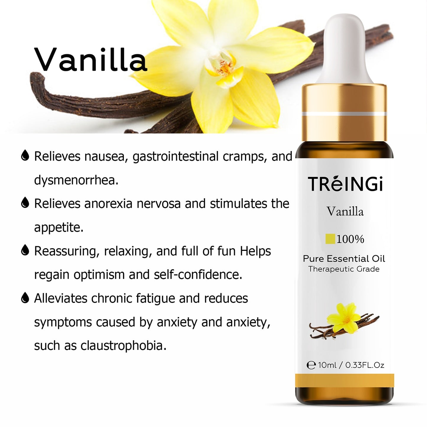 10ml Pure Natural Essential Oils -Jasmine Lavender Rose Vanilla Mint Sage Cinnamon Bergamot Tea Tree Oil with Dropper