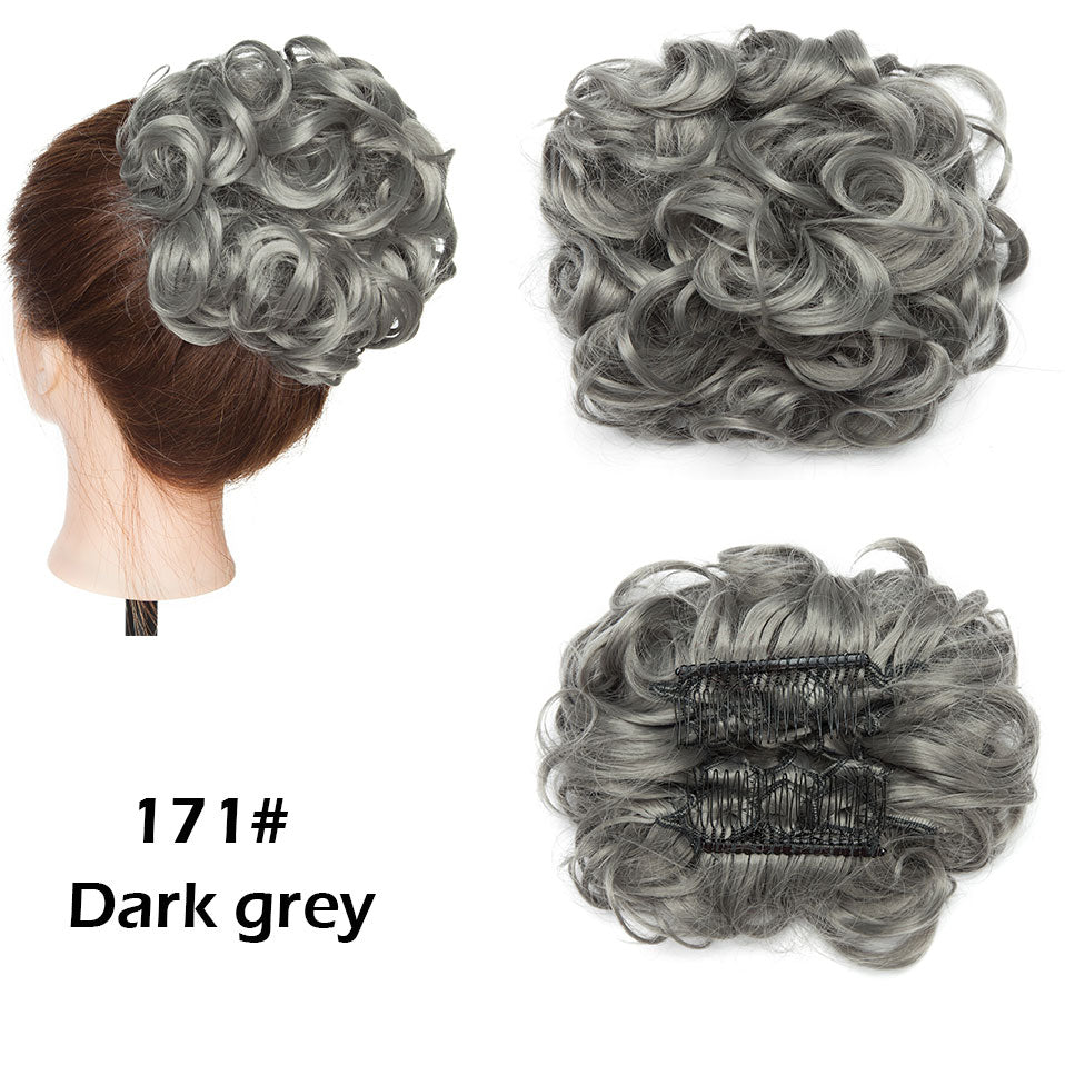 LARGE Comb Clip In Curly Hair Extension Synthetic Hair Pieces Chignon Women Updo Cover Hairpiece Extension Hair Bun