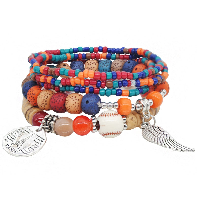 Crazy FengShu Natural Stone Strand Bracelets For Women Elastic 3 Layers Charm Bracelet Bangles Womens Wristband Gift Jewelry Gift