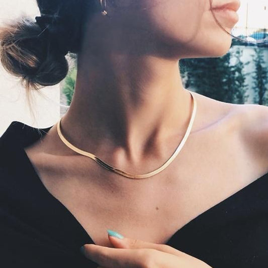 Gold Silver Color Clavicle Chain Necklaces For Women Simple Snake Chokers Boho Necklace Jewelry Friendship Gift