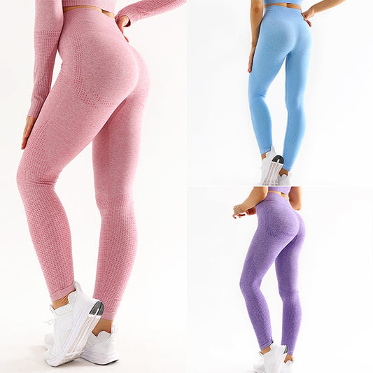 Fitstyle Seamless Leggings Sport Fitness Running Yoga Pants High Waist Booty Gym Shark Elastic Body Building Pantalones De Yoga For Women