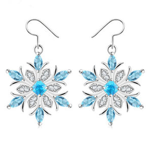 Fashion Snowflake Flowers Crystal Necklace Women Jewelry Set Wedding Snow Flower Pendant Collier Earrings Girl Gifts