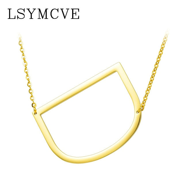 Women girl jewelry elegant chain alphabet letter pendant necklace 3 colors stainless steel choker initial necklace
