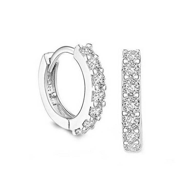 Fashion Charming Hoop Earrings Lady Super flash Single Row Rhinestones Earrings Ladies Accessories Jewelry 1 Pair