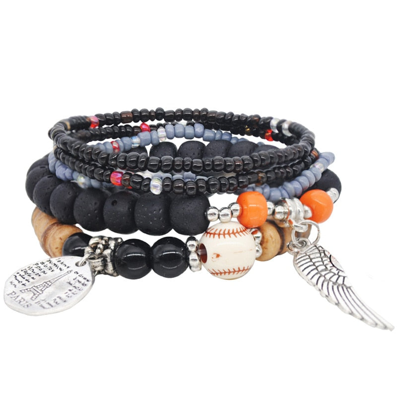 Crazy FengShu Natural Stone Strand Bracelets For Women Elastic 3 Layers Charm Bracelet Bangles Womens Wristband Gift Jewelry Gift