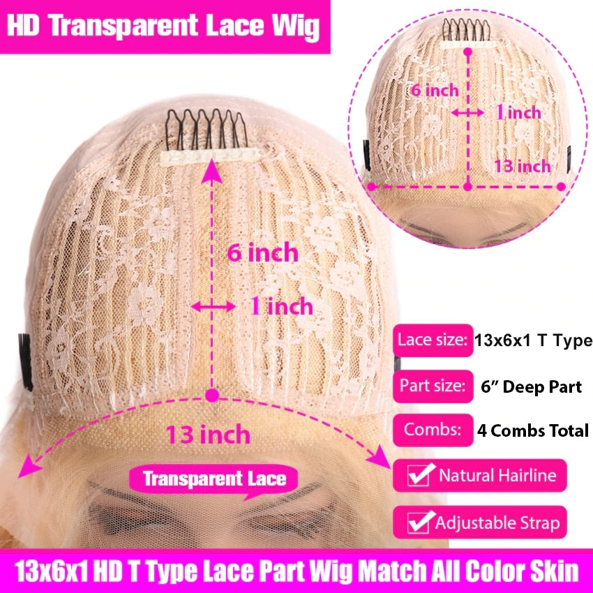Burgundy Straight Lace Front Human Hair Wig 613  Blonde Orange Blue Lace Front Wig Brazilian Remy HD Lace Frontal Wigs For Women