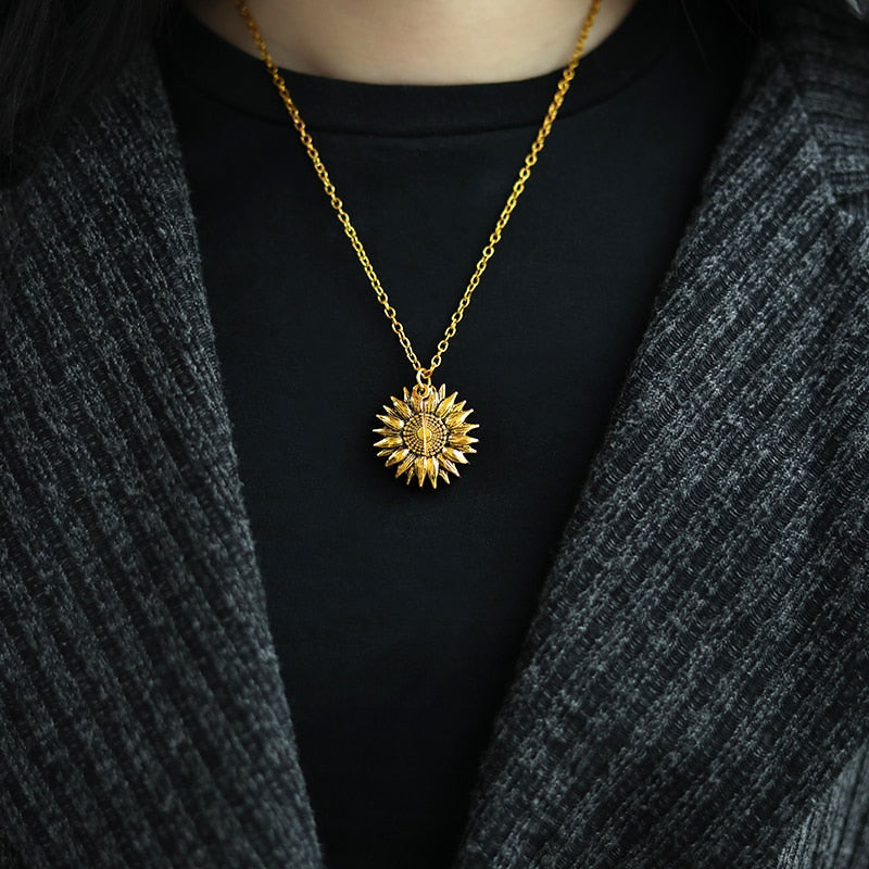You Are My Sunshine Necklaces For Women Lover Rose Gold Silver Color Long Chain Female Sunflower Pendant Necklace 🌻 buying this product supports UKraine