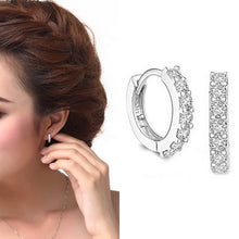 Load image into Gallery viewer, Fashion Charming Hoop Earrings Lady Super flash Single Row Rhinestones Earrings Ladies Accessories Jewelry 1 Pair
