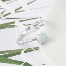 Load image into Gallery viewer, Round Blue Opal Rings for Women Cubic Zirconia Adjustable Wrap Ring Wedding Jewelry
