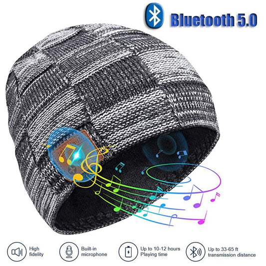 Bluetooth Headphone Hat Stereo Sport Music Headset Knitted Beanie Cap Support Handsfree USB Charging Cable Christmas Gift