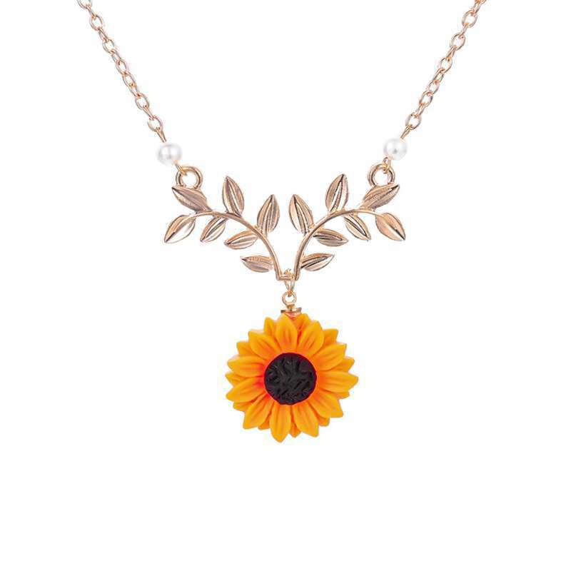 Sunflower Pendant Alloy Necklace For Women Creative Imitation Pearl Jewelry 🌻 UKraine support buying this product