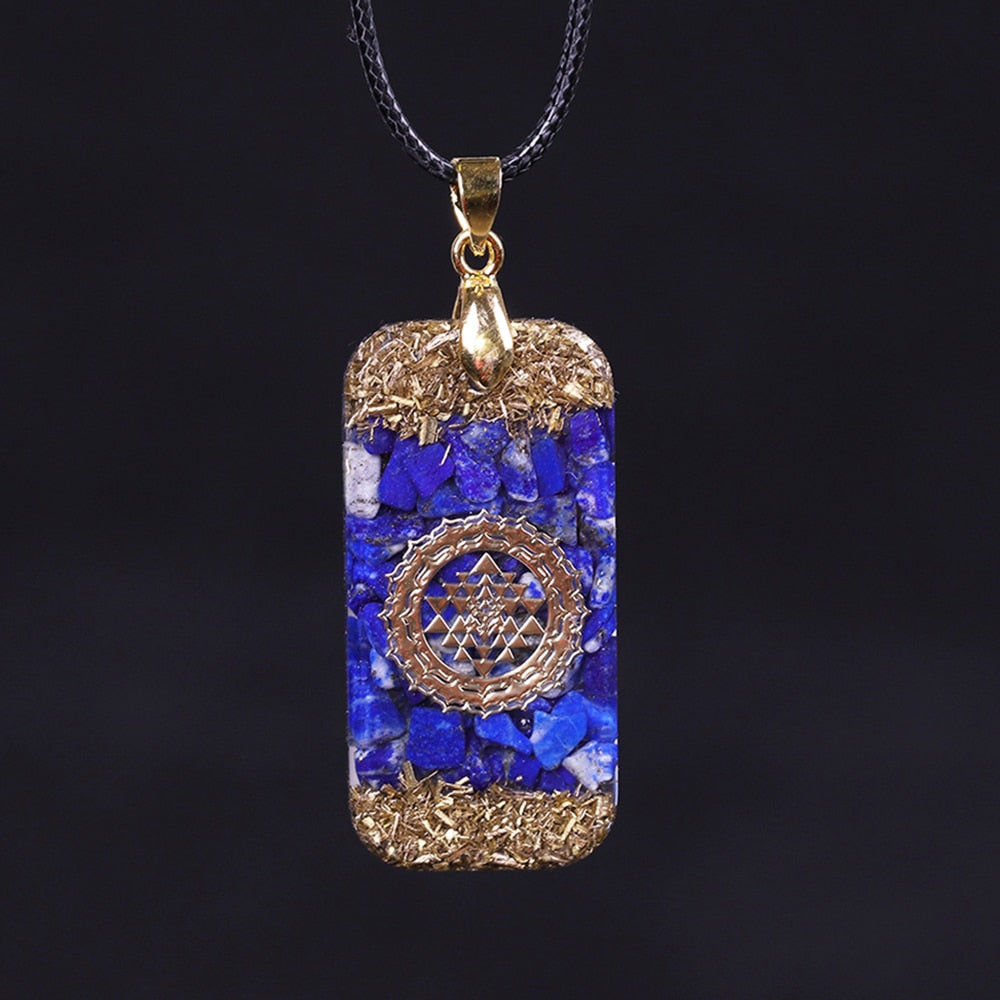 Orgonite Energy Pendant Natural Lapis Lazuli Reiki Energy Necklace Mysterious Resin Chakra Stone Growth Business Amulet