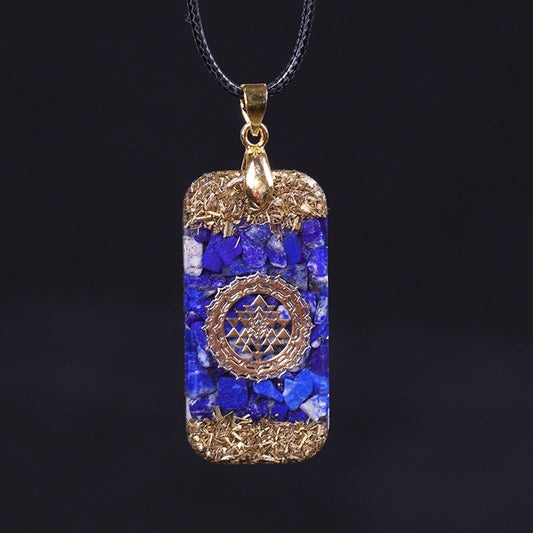 Orgonite Energy Pendant Natural Lapis Lazuli Reiki Energy Necklace Mysterious Resin Chakra Stone Growth Business Amulet