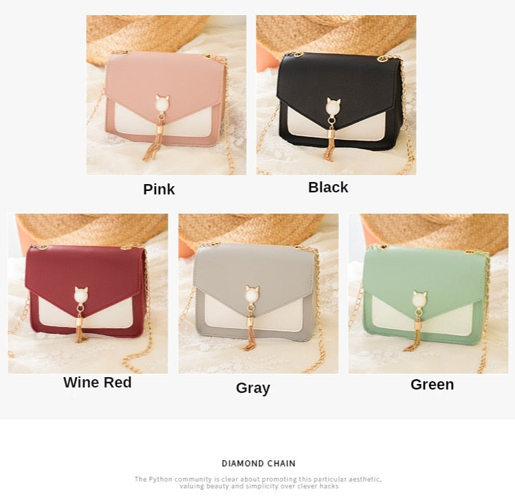 Traci K Collection Cat Stone Women's  Tassel Pu Shoulder Bag Contrast Color Purse Small Bag Patched Patched Simple Elegant Outdoor Bag