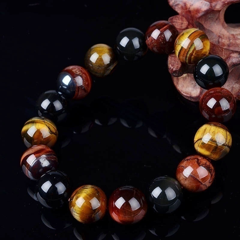 Fashion Colorful Tiger Eyes Beads Bracelet 10mm 12mm 14mm Men Charm Natural Stone Braclet for Man Handmade Jewelry Gifts