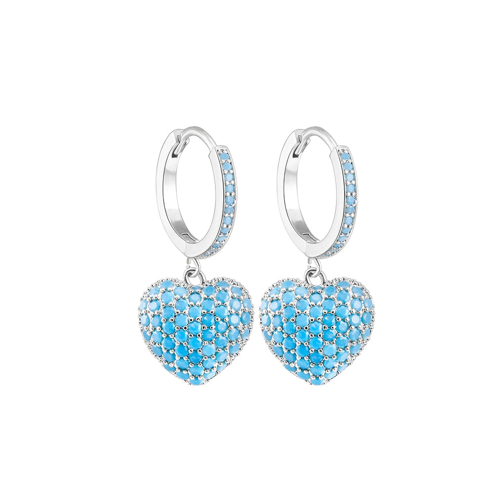 Cubic Zircon Peach Heart Drop Earrings For Women Cute Rose Gold Silver Color Earrings Luxury  Party Wedding Jewelry Lovely Gifts