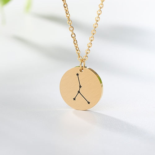 Twelve Constellations Charms Necklace Leo Aries Taurus Gemini Cancer Virgo Libra Scorpio Sagittarius Capricorn Aquarius Pisces
