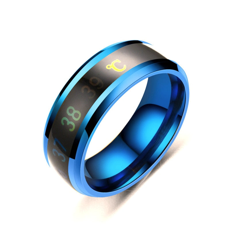 Smart Sensor Body Temperature Ring Stainless Steel Fashion Display Real-time Temperature Test Finger Rings