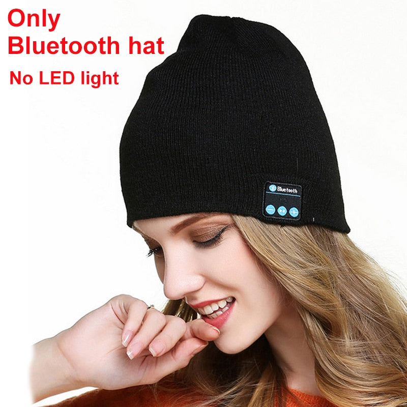 Bluetooth Headphone Hat Stereo Sport Music Headset Knitted Beanie Cap Support Handsfree USB Charging Cable Christmas Gift