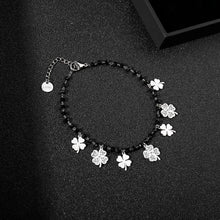 Load image into Gallery viewer, Trendy Women Summer Accessories Bracelet Stainless Steel Charms Black Crystal Beads Chain Multi Clovers Jewelry
