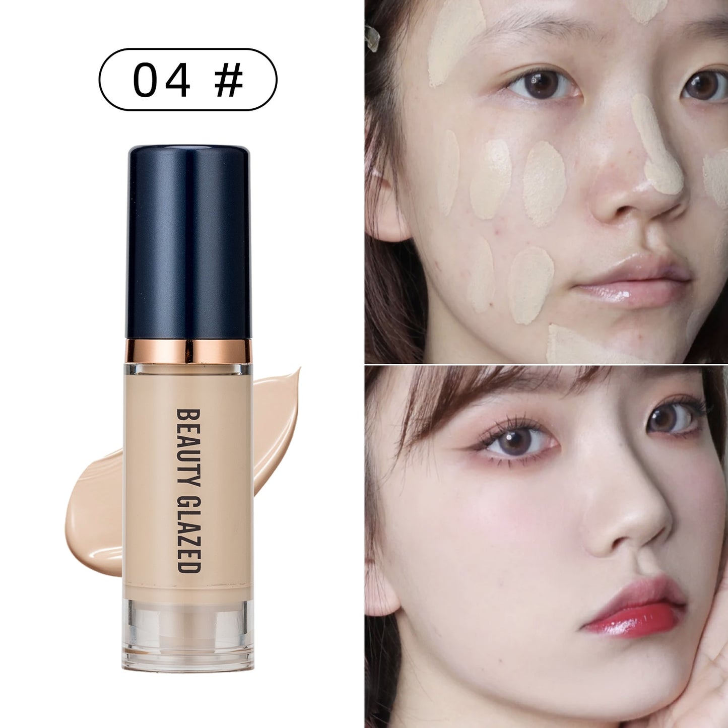 Beauty Glazed Makeup Foundation 6 colors Base Face Liquid Foundation Cream Full Coverage Concealer Oil-control Soft Easy to Wear