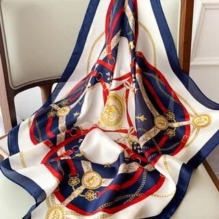 70*70cm Fashion Silk Satin Hair Scarf Women Handkerchief Printed Female Square Head Bandana Small Neck muffler hijab lady gir