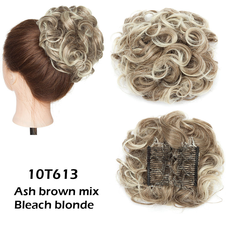 LARGE Comb Clip In Curly Hair Extension Synthetic Hair Pieces Chignon Women Updo Cover Hairpiece Extension Hair Bun