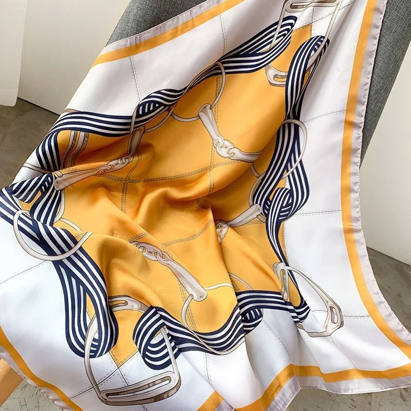 70*70cm Fashion Silk Satin Hair Scarf Women Handkerchief Printed Female Square Head Bandana Small Neck muffler hijab lady gir