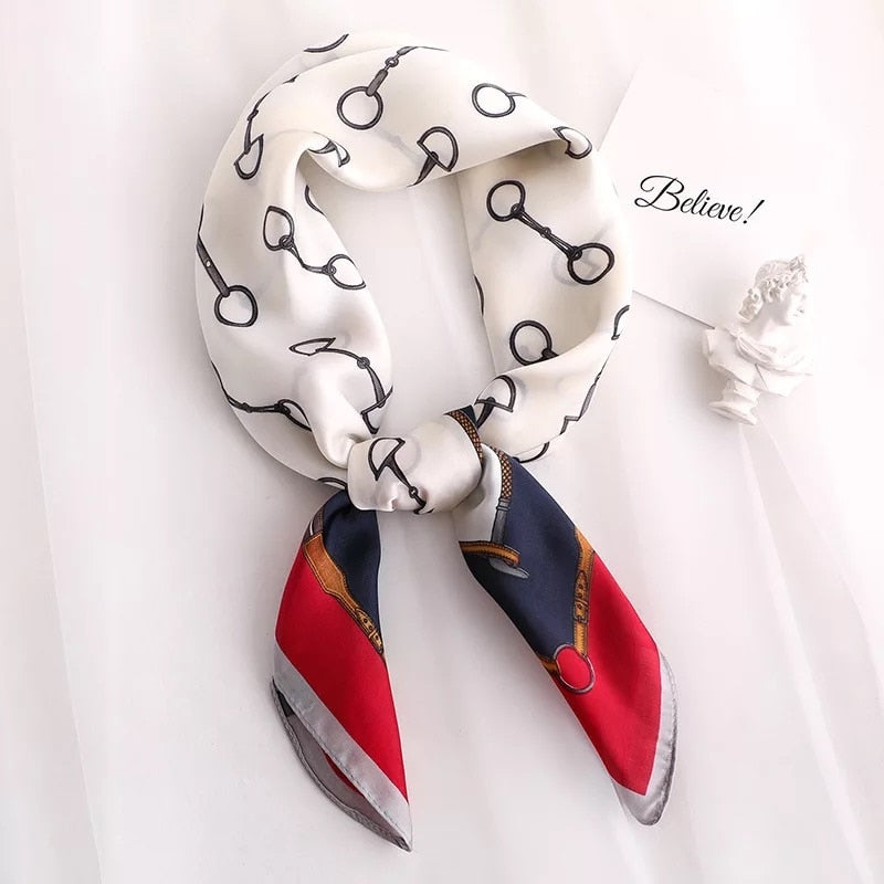 70*70cm Fashion Silk Satin Hair Scarf Women Handkerchief Printed Female Square Head Bandana Small Neck muffler hijab lady gir