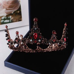 ASHES TO BEAUTY CROWNS-Baroque Black Crystal Pearl Bridal Tiaras Crown Rhinestone Pageant Diadem Bride Headband Wedding Hair Accessories Tiara De Noiva