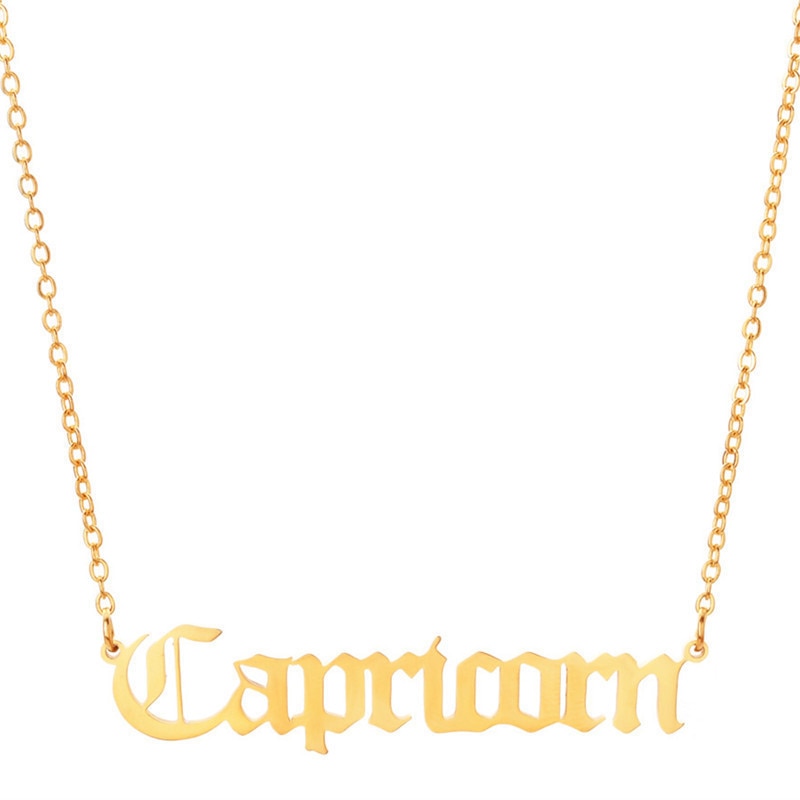 12 Zodiac Letters Pendant Necklace Old English Scorpio Aries Taurus Gemini Cancer Leo Choker Horoscope Signs Necklace Friendship