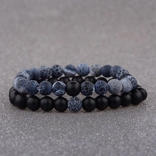 Load image into Gallery viewer, 2pcs/set  Weathered Stone Beaded Couple Bracelet Classic MoonStone Lovers Bracelet
