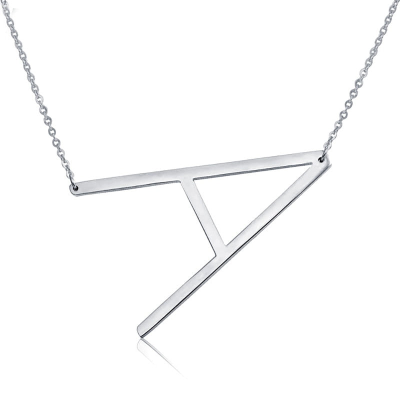 Women girl jewelry elegant chain alphabet letter pendant necklace 3 colors stainless steel choker initial necklace