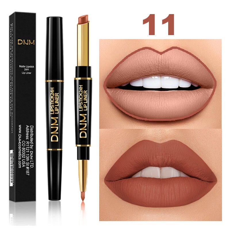 1pcs Double Ended Matte Lipstick Wateproof Long Lasting Lipsticks Brand Lip Makeup Cosmetics Dark Red Lips Liner Pencil TSLM1
