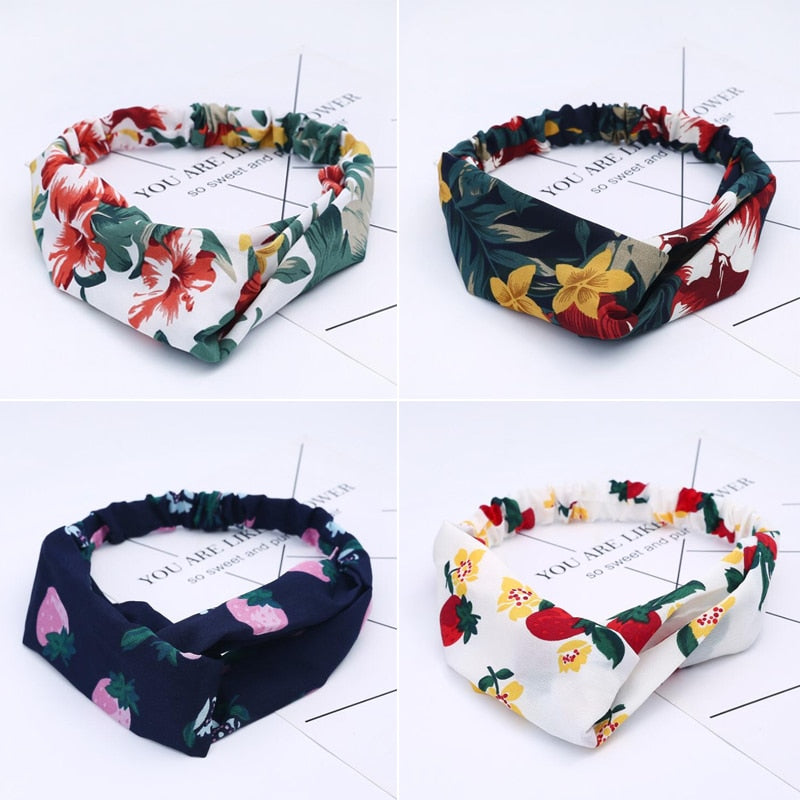 Fashion Women Girls Bohemian Hair Bands Print Headbands Vintage Cross Turban Bandage Bandanas HairBands Hair Accessories