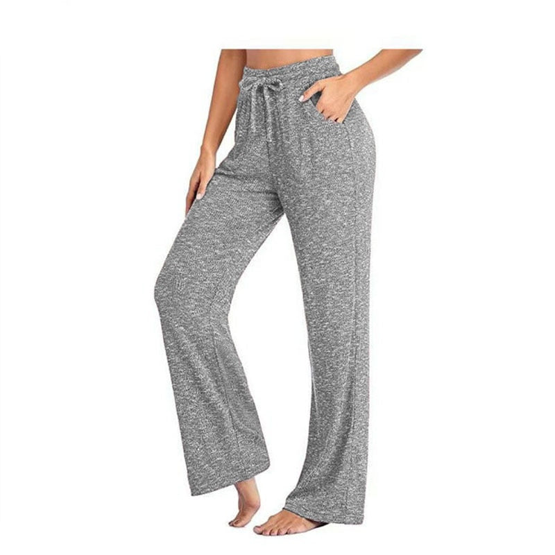 New Fashion Empire Bandage Women's Long Pants 2021 Casual Loose Solid Pocket Ladies Straight-leg Pants Plus Size