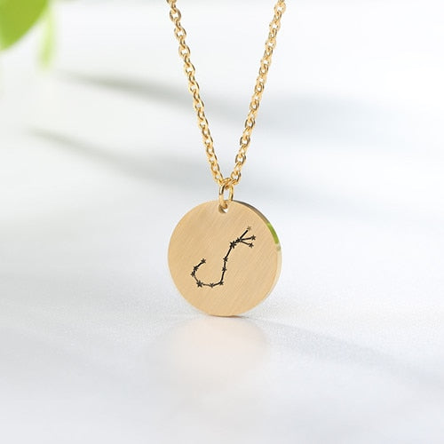 Twelve Constellations Charms Necklace Leo Aries Taurus Gemini Cancer Virgo Libra Scorpio Sagittarius Capricorn Aquarius Pisces